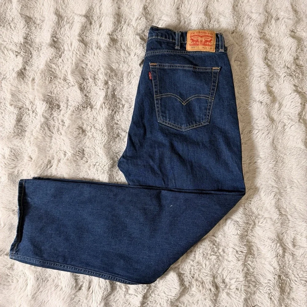 Levi's 505 Men's Jeans Dark Wash Regular Fit‎ Zip Fly 40x30
